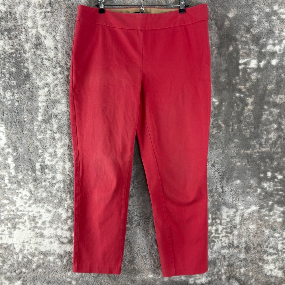 Lands End Size 12 Minimalist Straight Leg Pants Pink Zip Casual Stretch‎